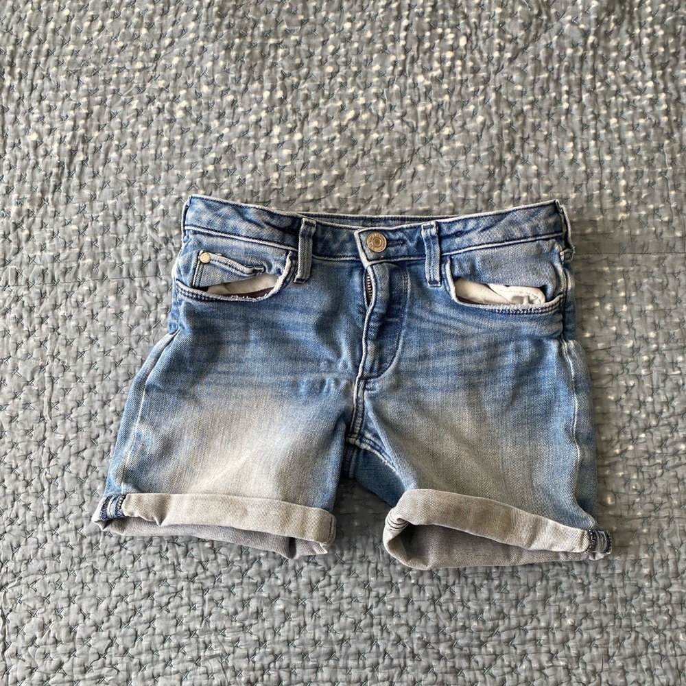 H&M GIRLS CUFFED JEAN SHORTS DENIM ADJUSTABLE